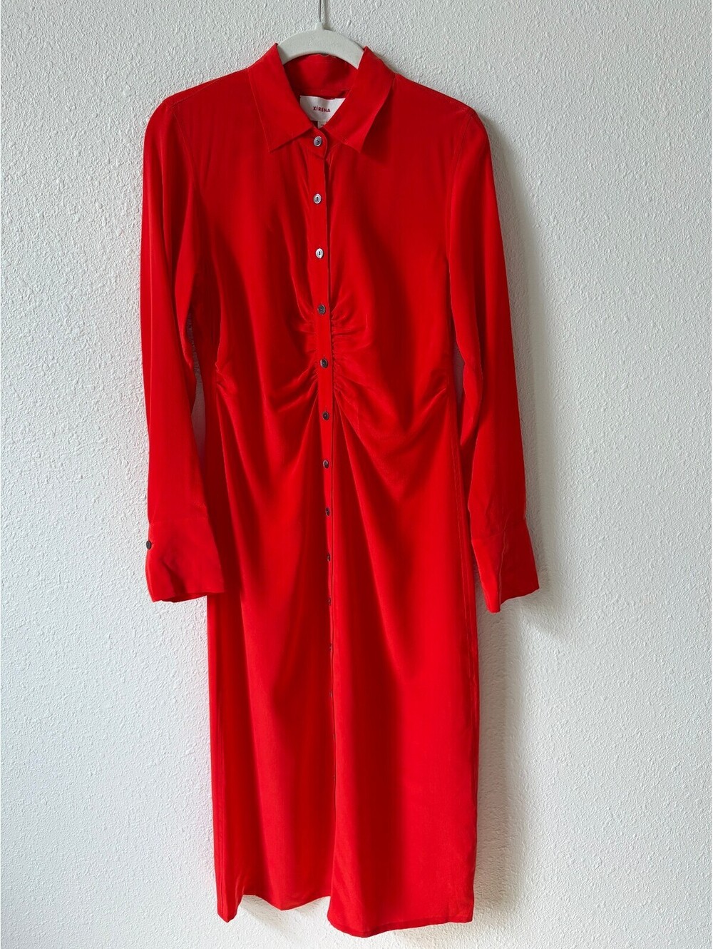 Xirena Banks Dress Red Size XS Silk Midi Luxury Holiday
